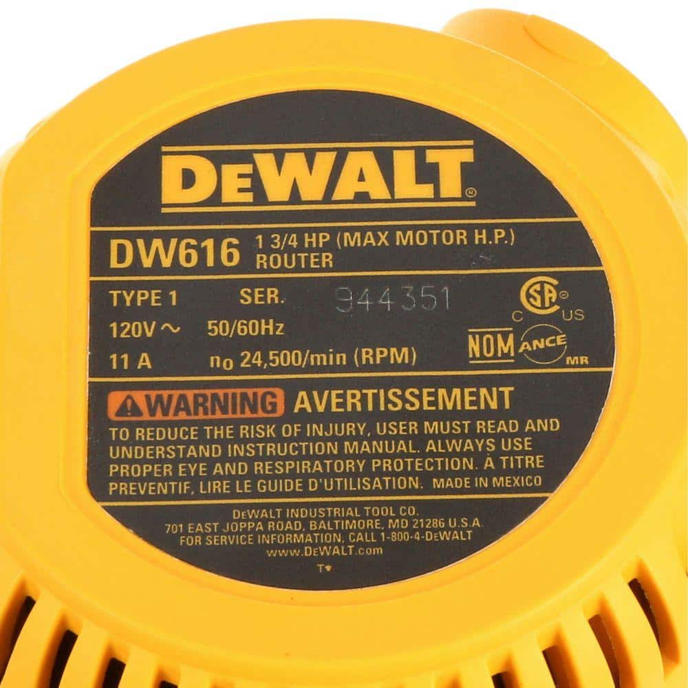 DEWALT 11 Amp Corded 1-3/4 HP Fixed Base/Plunge Router Combo Kit, DW616PK
