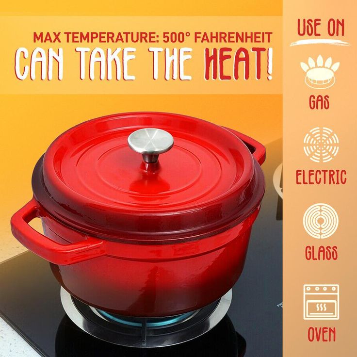 Kitchen Dutch Oven Pot - Enamel Coated Cast Iron Pot with Lid, Stovetop Casserole Pot Style (5 Quart)