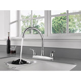 Peerless Chrome 2-Handle Deck-Mount High-Arc Handle Kitchen Faucet (Deck Plate Included)