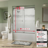 Everly 60 in. x 59-1/4 in. Mod Semi-Frameless Sliding Bathtub Door in Nickel and 1/4 in. (6mm) Mozaic Glass - Super Arbor