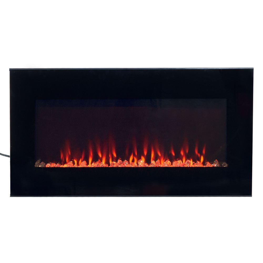 36 in. LED Fire and Ice Electric Fireplace with Remote in Black - Super Arbor