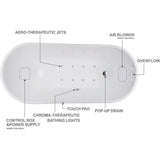 Vanity Art 67 in. Acrylic Flatbottom Freestanding Bathtub in Pure White