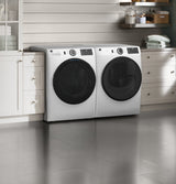 GE 7.8 cu. ft. Smart 240-Volt White Stackable Electric Vented Dryer with Sanitize Cycle, ENERGY STAR