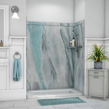 Royale 36 in. x 60 in. x 80 in. 11-Piece Easy Up Adhesive Alcove Bathtub/Shower Wall Surround in Calacatta White - Super Arbor