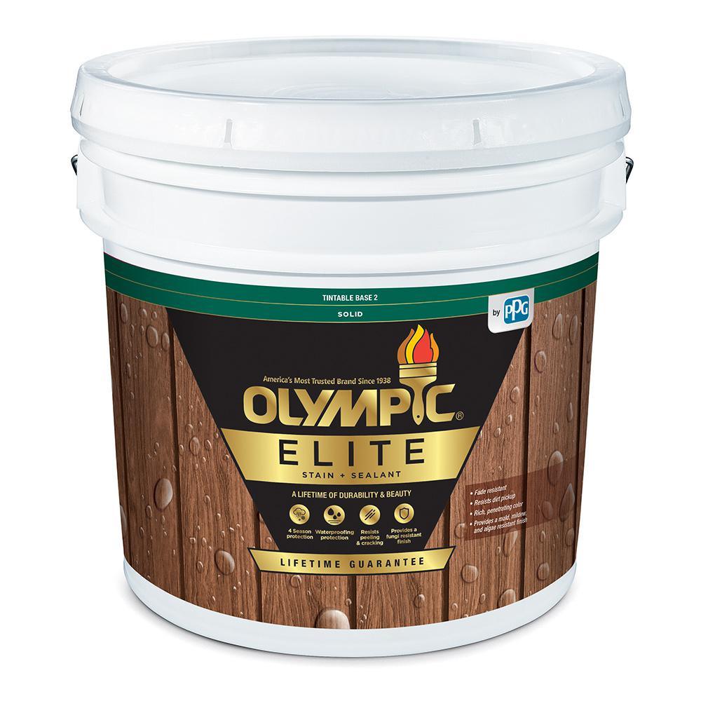 Olympic Elite 3 gal. Rustic Cedar Solid Advanced Exterior Stain and Sealant in One - Super Arbor