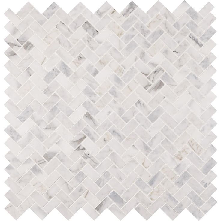 MSI Calacatta Cressa Herringbone 12 in. x 12 in. x 10 mm Honed Marble Mesh-Mounted Mosaic Tile (9.4 sq. ft. / case)