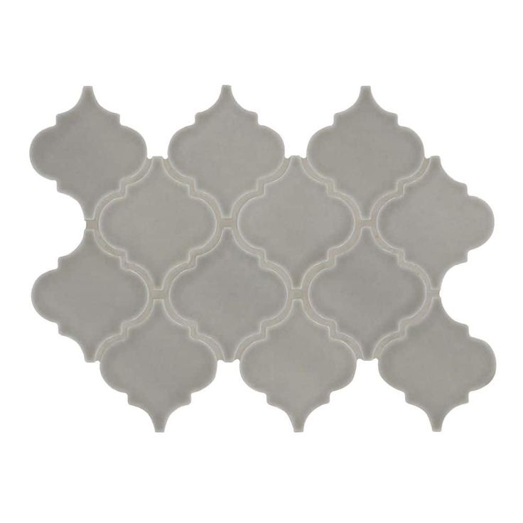 MSI Dove Gray Arabesque 10-1/2 in. x 15-1/2 in. x 8 mm Glossy Ceramic Mesh-Mounted Mosaic Wall Tile (11.7 sq. ft. / case)
