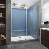 Langham XL 68 - 72 in. x 80 in. Frameless Sliding Shower Door with Ultra-Bright Frosted Glass in Stainless Steel - Super Arbor