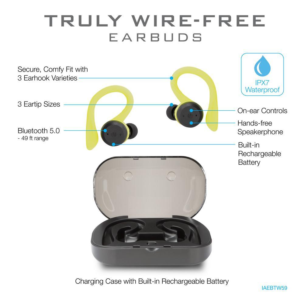 Truly Wireless Bluetooth IPX7 Waterproof Earbuds with Rechargeable Battery and Charging Case - Super Arbor