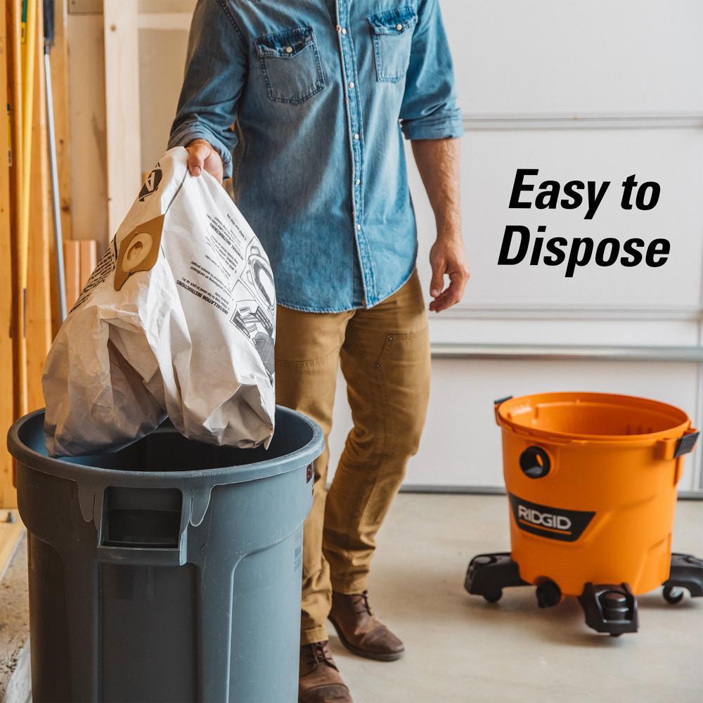 High-Efficiency Size A Dust Bags for 12 Gal. to 16 Gal. RIDGID Wet/Dry Vacs (2-Pack) - Super Arbor