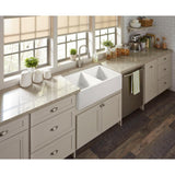 Brooks II Farmhouse/Apron-Front Fireclay 33 in. 50/50 Double Bowl Kitchen Sink in Crisp White - Super Arbor