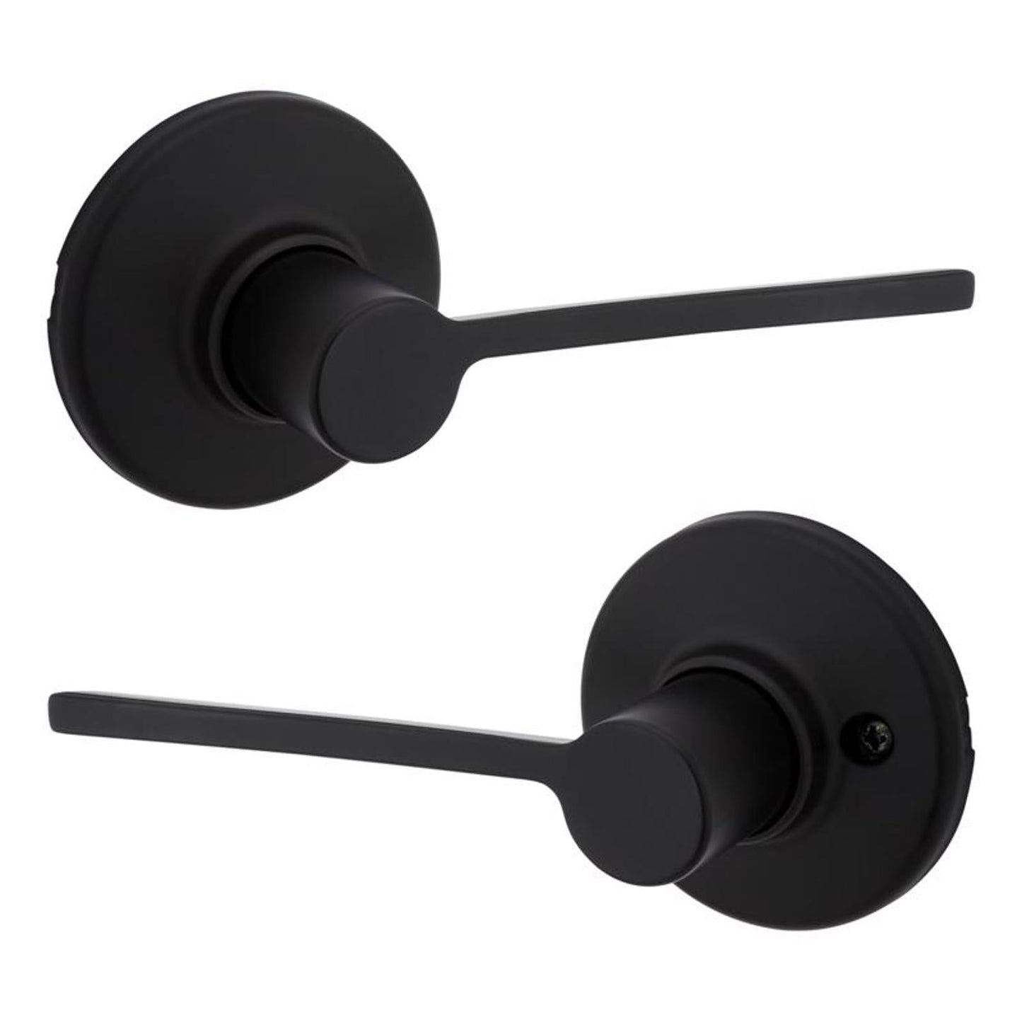 Kwikset Ladera Matte Black Passage Lever, Reversible for Right or Left Handed Doors