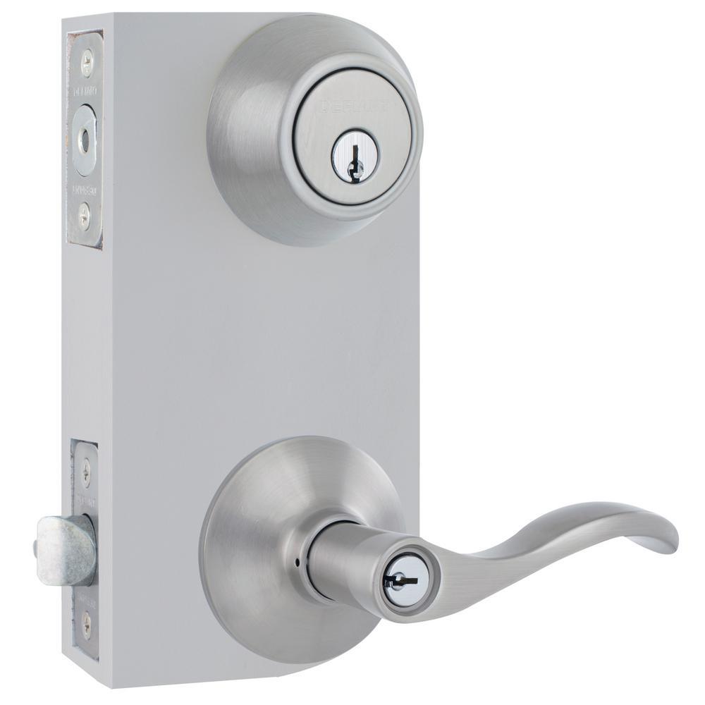 Naples Satin Nickel Entry Lever and Single Cylinder Deadbolt Combo Pack - Super Arbor