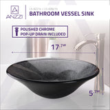 ANZZI Jonas Round Glass Vessel Sink, Arctic Sheer, 17.7 x 17.7 x 5.7 in, LS-AZ8215