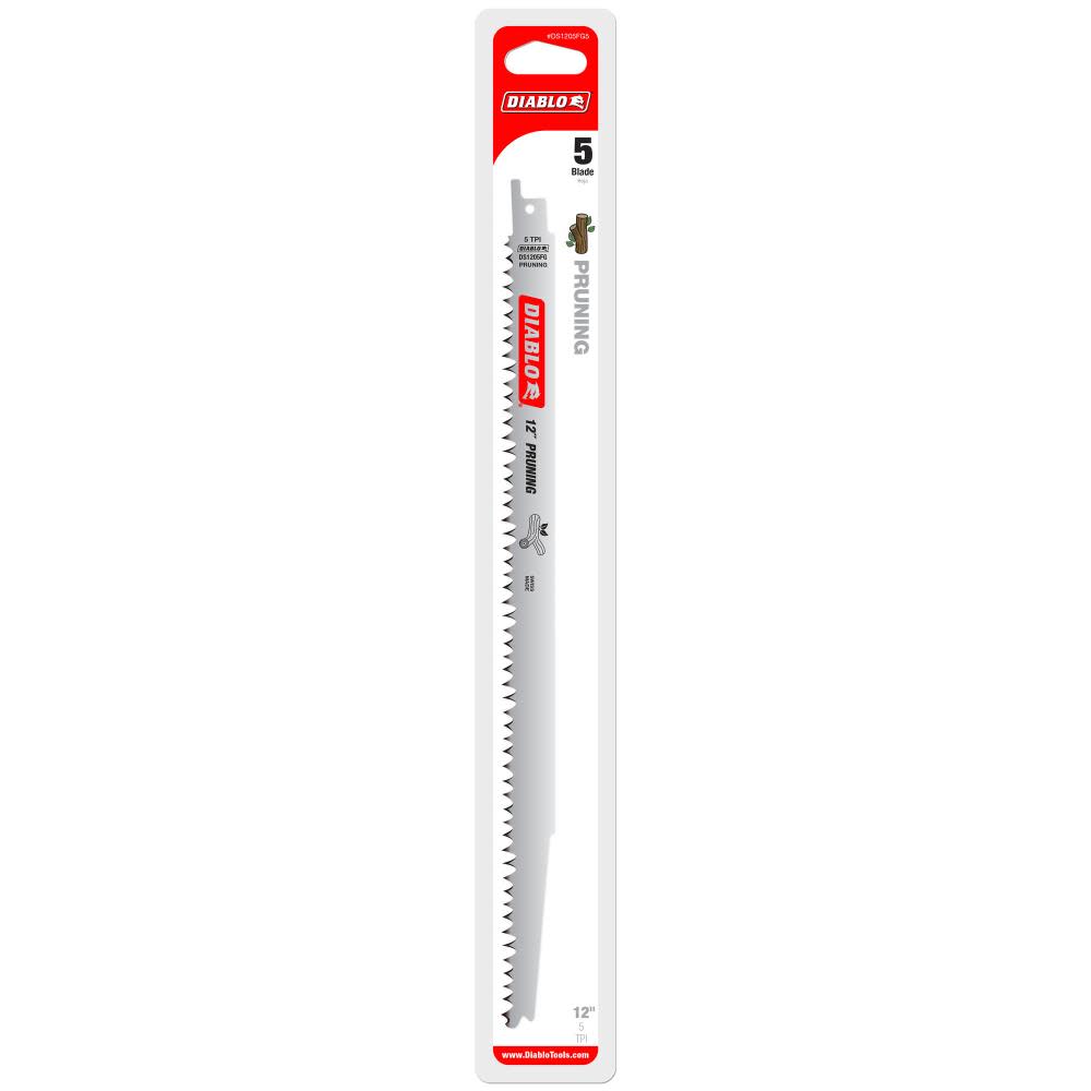 Diablo Fleam Ground Reciprocating Saw Blade for Pruning & Clean Wood 12" 5 TPI 5/Pack