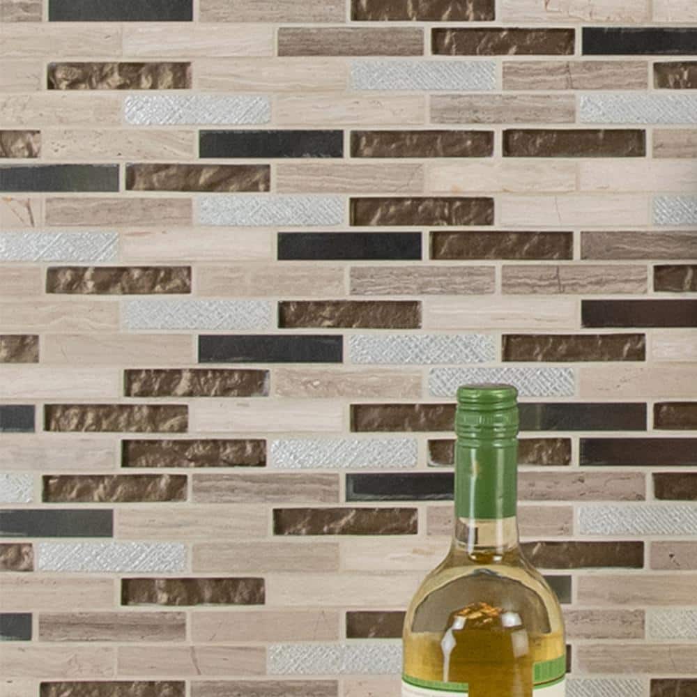 MSI Diamante 12 in. x 13.13 in. Glossy Glass; Stone Brick Look Wall Tile (9.8 sq. ft./Case)