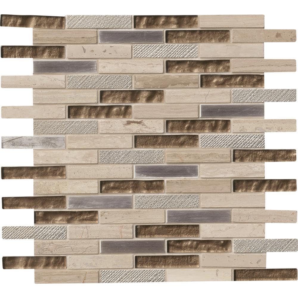 MSI Diamante 12 in. x 13.13 in. Glossy Glass; Stone Brick Look Wall Tile (9.8 sq. ft./Case)