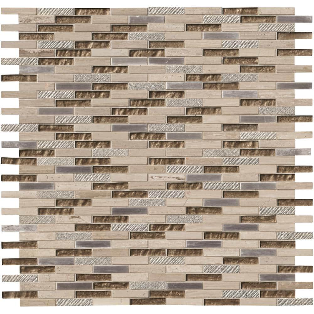 MSI Diamante 12 in. x 13.13 in. Glossy Glass; Stone Brick Look Wall Tile (9.8 sq. ft./Case)