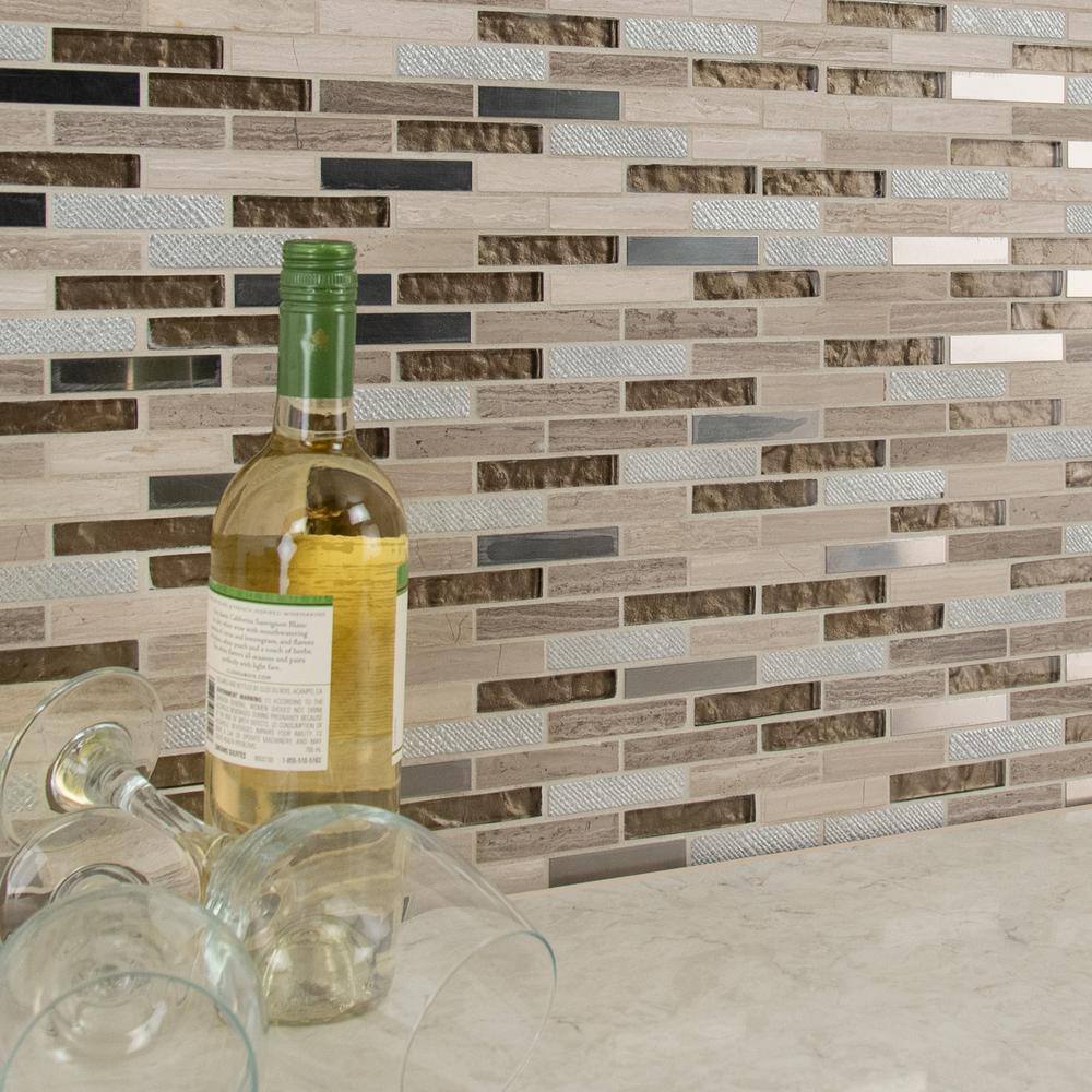 MSI Diamante 12 in. x 13.13 in. Glossy Glass; Stone Brick Look Wall Tile (9.8 sq. ft./Case)