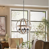 Kichler Barrington Anvil Iron & Distressed Antique Gray Seeded Glass Globe Pendant Light, 21.25 in