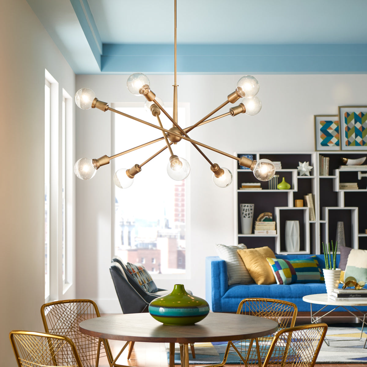 Kichler Armstrong 10-Light Natural Brass Modern/Contemporary Chandelier, 53.5" H x 47" DIA
