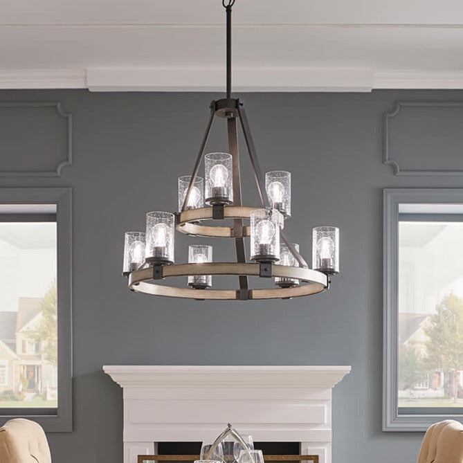 Kichler Barrington 9-Light Chandelier, Anvil Iron & Distressed Antique Gray, 30 in. Dia