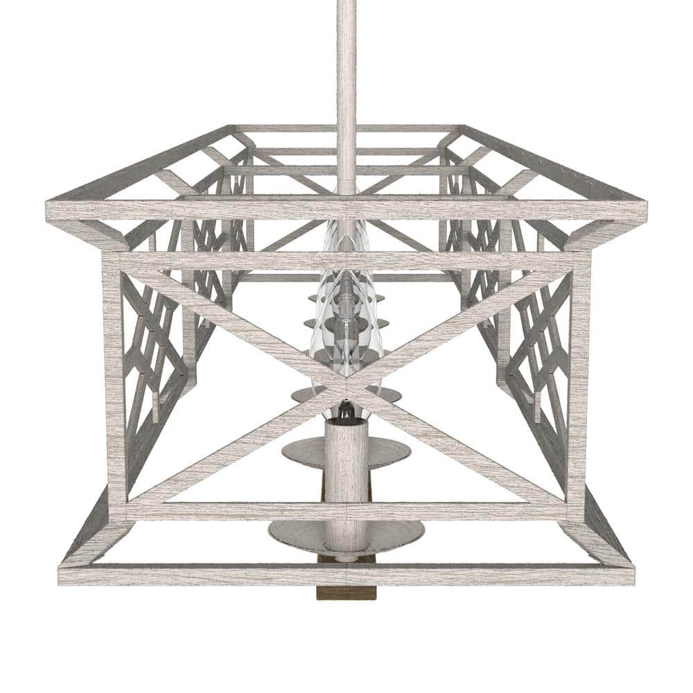 Hunter Langwood 6 Light Distressed White Basket Chandelier Kitchen Light
