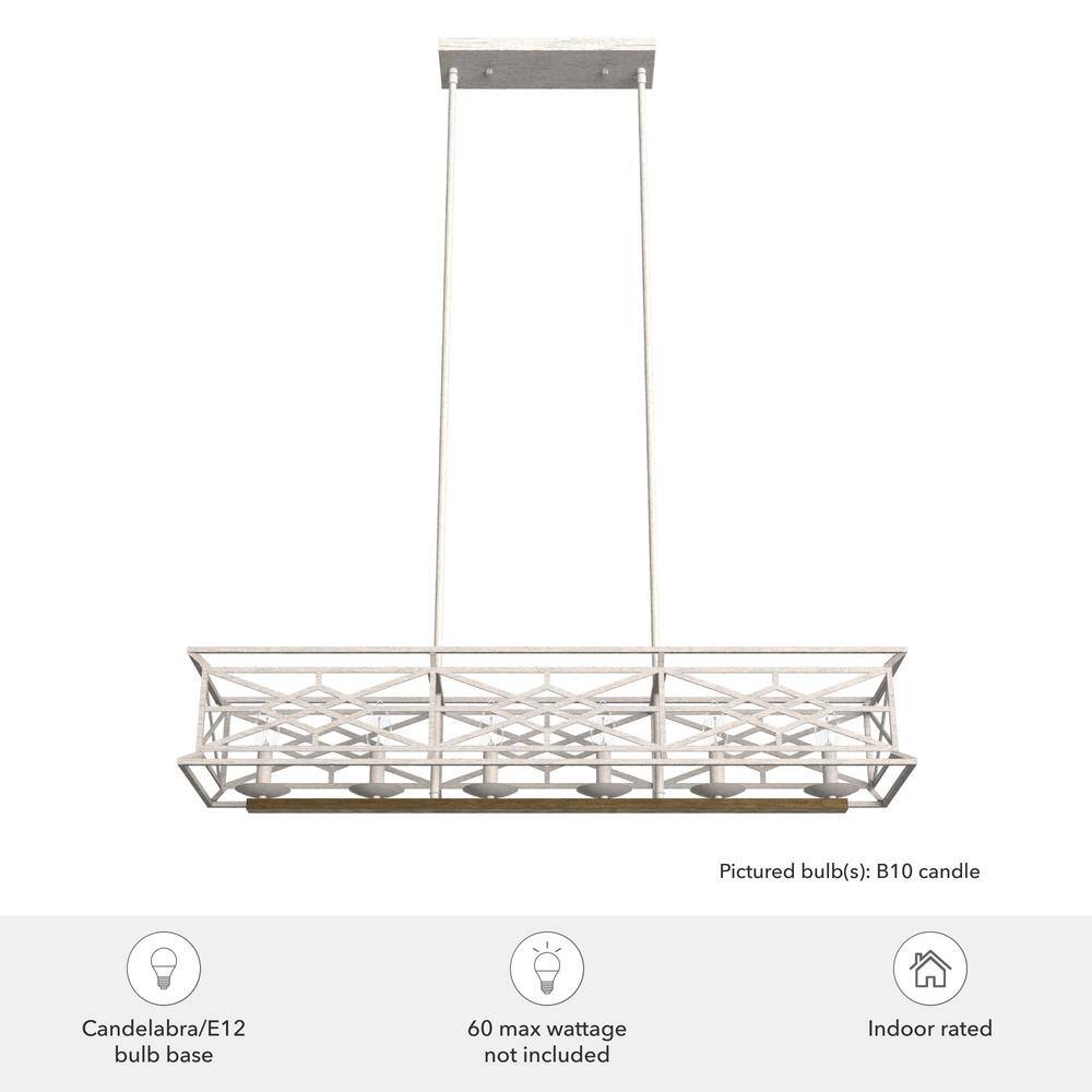 Hunter Langwood 6 Light Distressed White Basket Chandelier Kitchen Light
