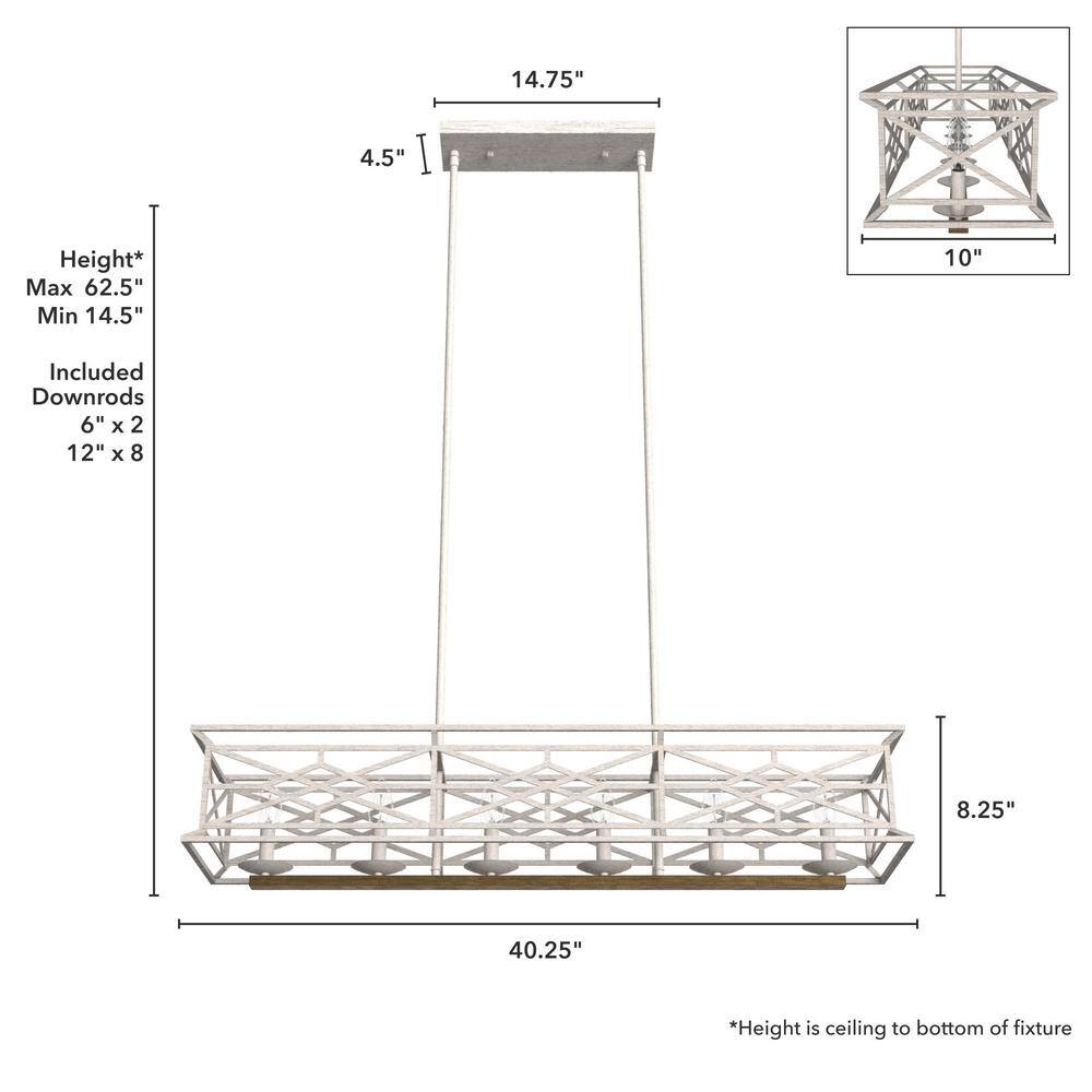 Hunter Langwood 6 Light Distressed White Basket Chandelier Kitchen Light