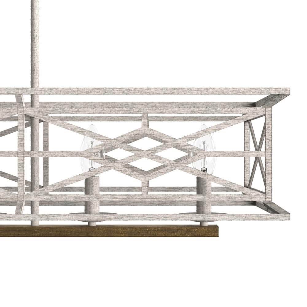Hunter Langwood 6 Light Distressed White Basket Chandelier Kitchen Light