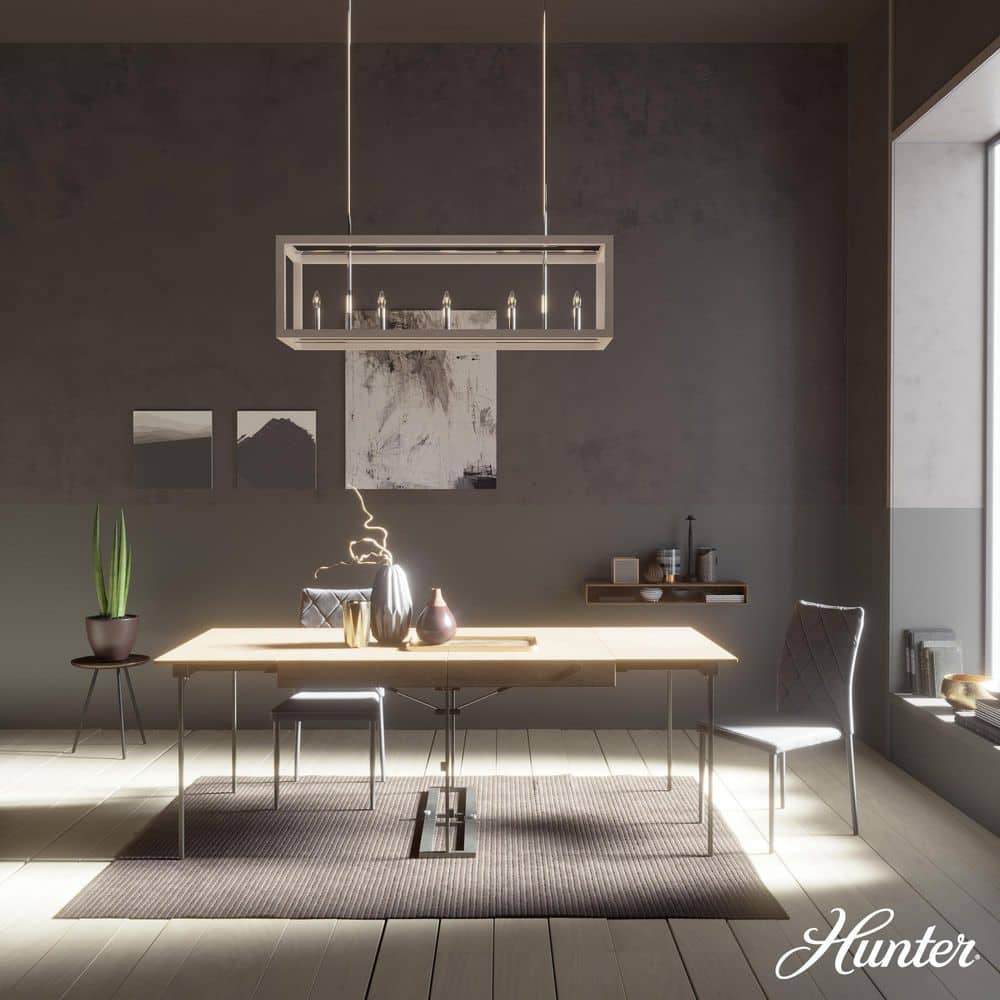 Hunter Squire Manor 5-Light Distressed White Island Chandelier