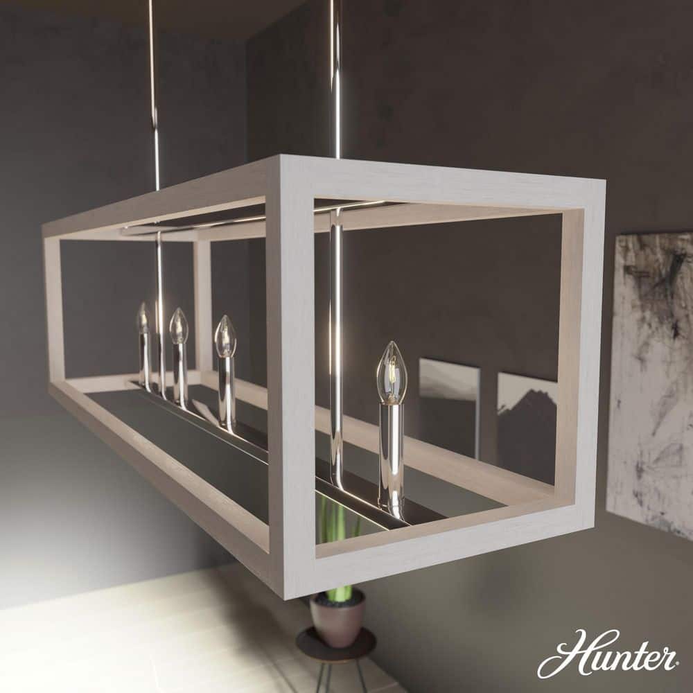 Hunter Squire Manor 5-Light Distressed White Island Chandelier