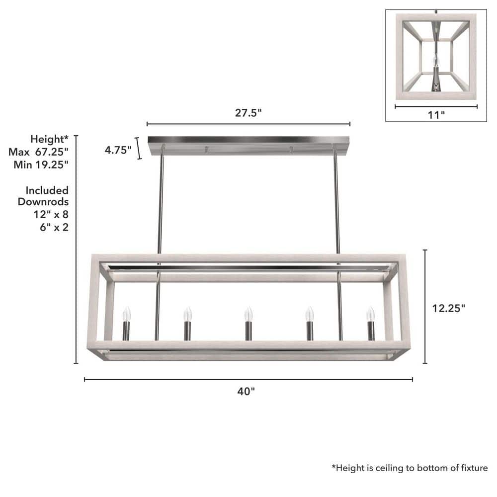 Hunter Squire Manor 5-Light Distressed White Island Chandelier