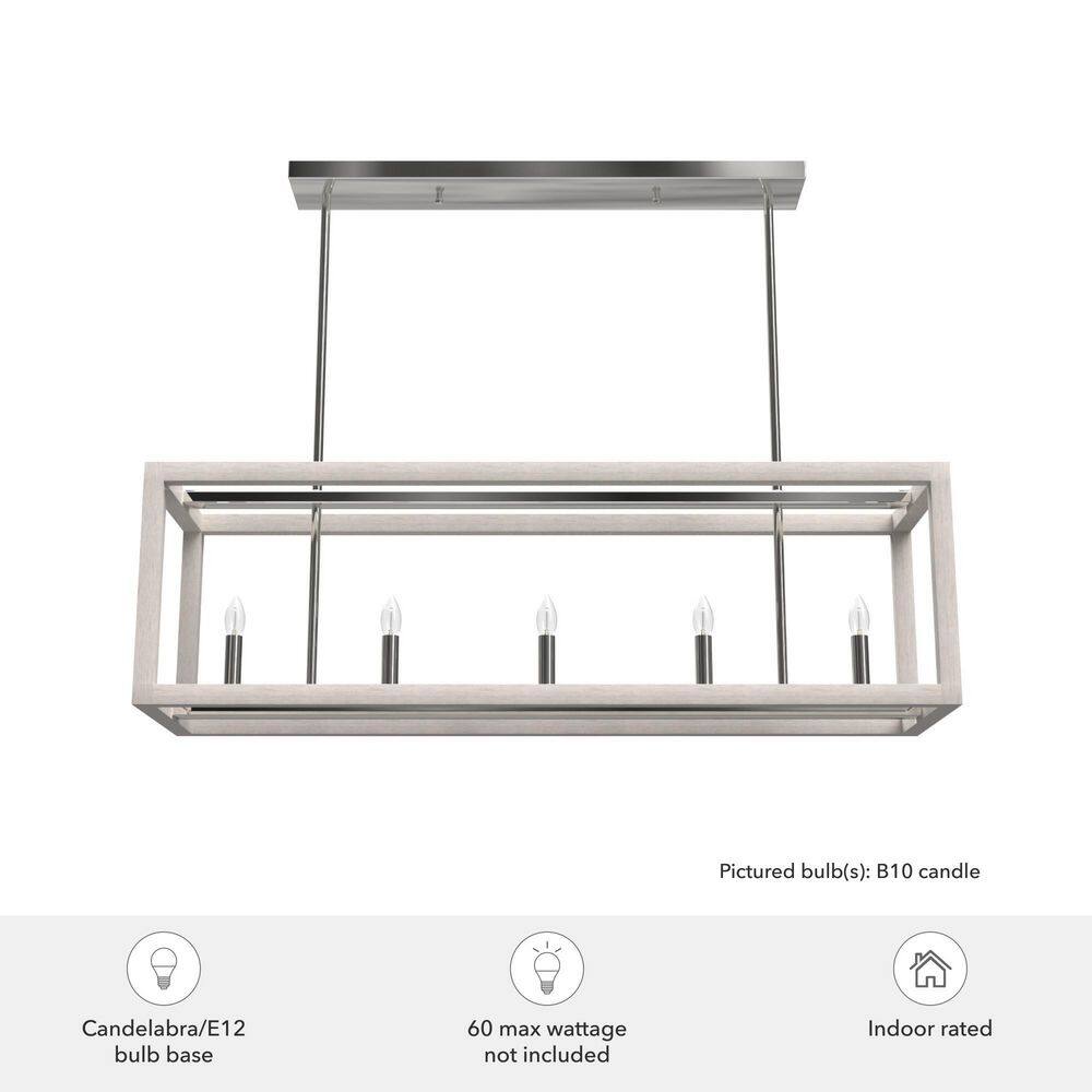 Hunter Squire Manor 5-Light Distressed White Island Chandelier