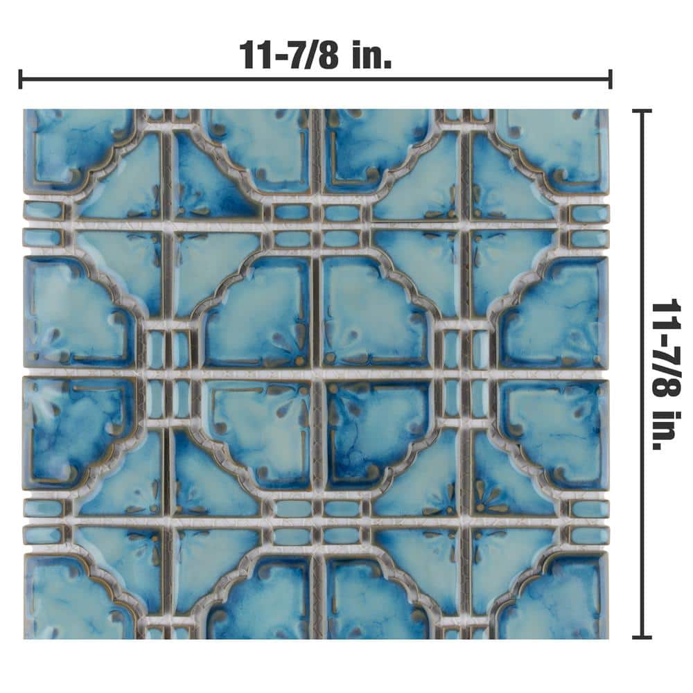Merola Tile Moonbeam Diva Blue 12 in. x 12 in. Porcelain Mosaic Tile (9.79 sq. ft. / Case)