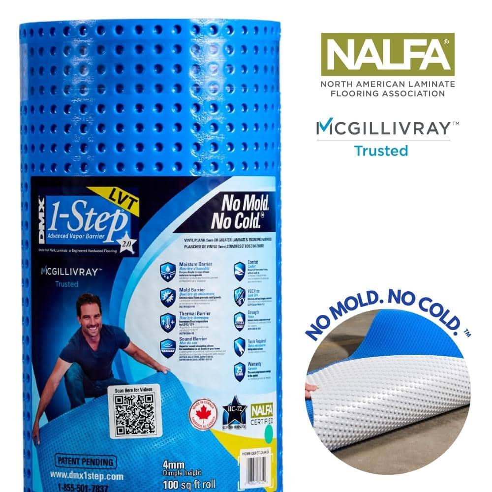 DMX 1-STEP 100 sq. ft. 3.6 ft. x 29 ft. x 5/.32 in. Underlayment for Vinyl Planks, Laminate and Engineered Hardwood Floors