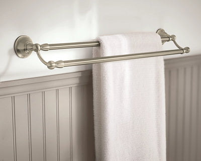 Moen Sage 24-in Spot Resist Brushed Nickel Wall-Mount Double Towel Bar