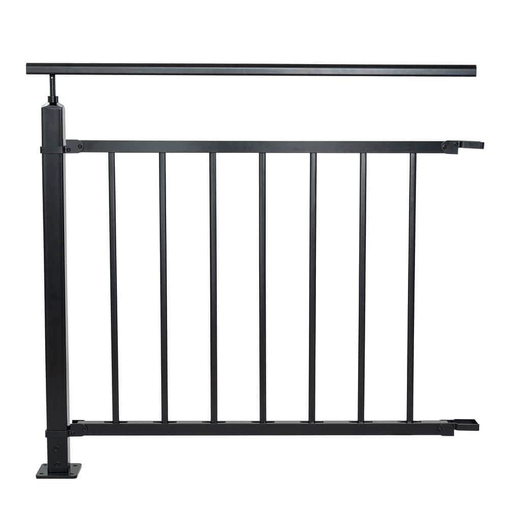 Dolle Acadia 38 in. H x 39 in W Black Aluminum Continuous Banister Kit Stair Railing Kit