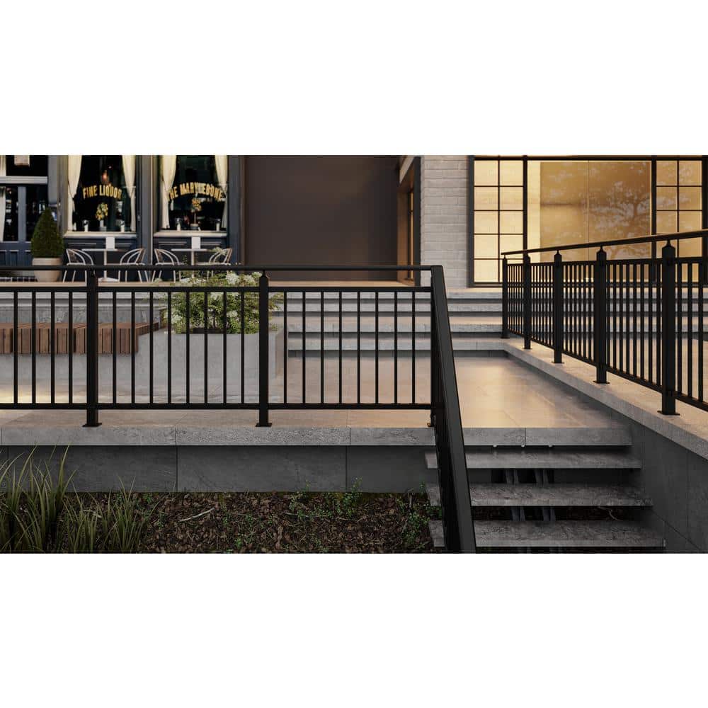 Dolle Acadia 38 in. H x 39 in W Black Aluminum Continuous Banister Kit Stair Railing Kit