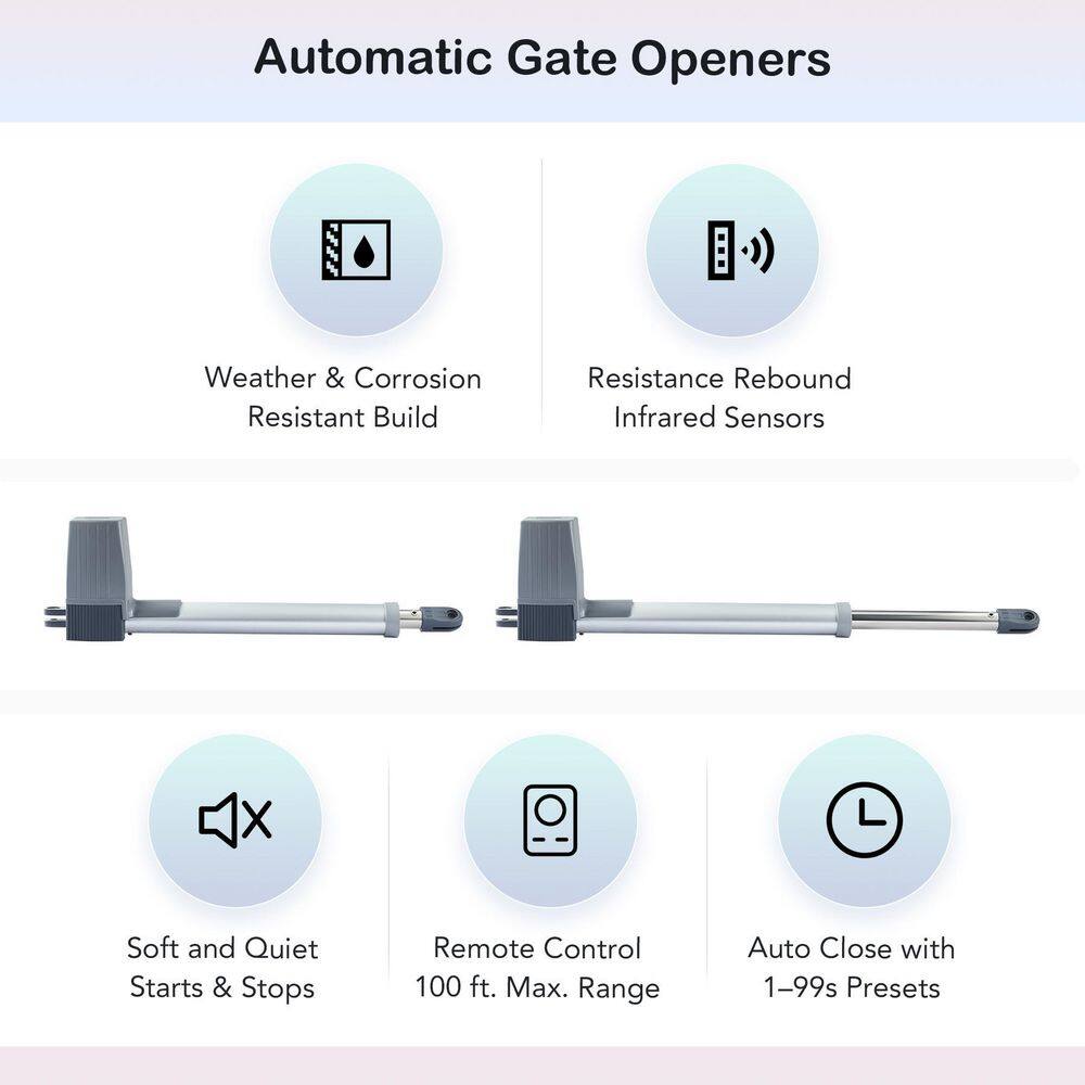DOORADO Dual Swing Automatic Gate Opener Kit with IR Sensors Timer Auto Close