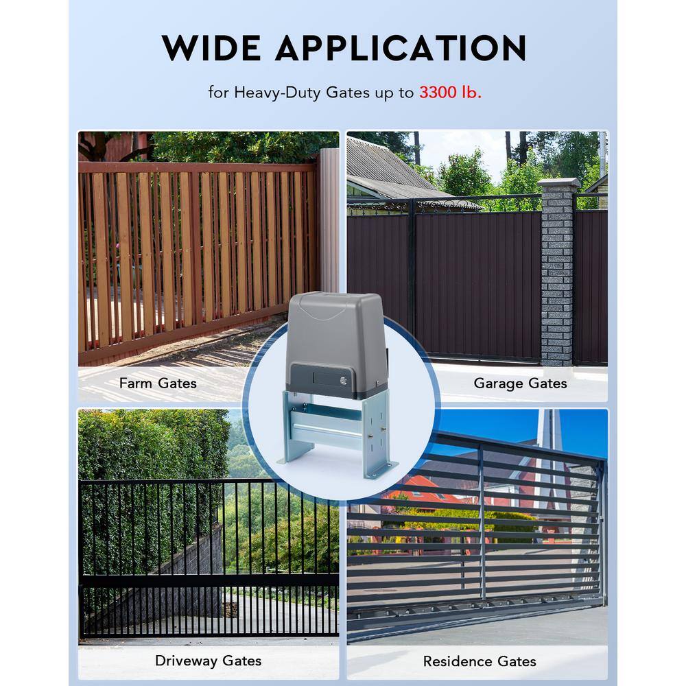 DOORADO 550-Watt Sliding Automatic Gate Opener for 3300 lbs. 40 ft. Doors with 2 Remote Controls 2 Infrared Sensors