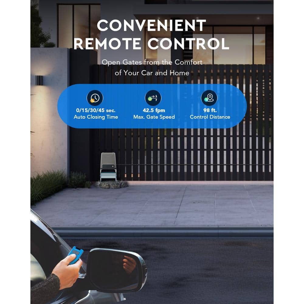 DOORADO 550-Watt Sliding Automatic Gate Opener for 3300 lbs. 40 ft. Doors with 2 Remote Controls 2 Infrared Sensors