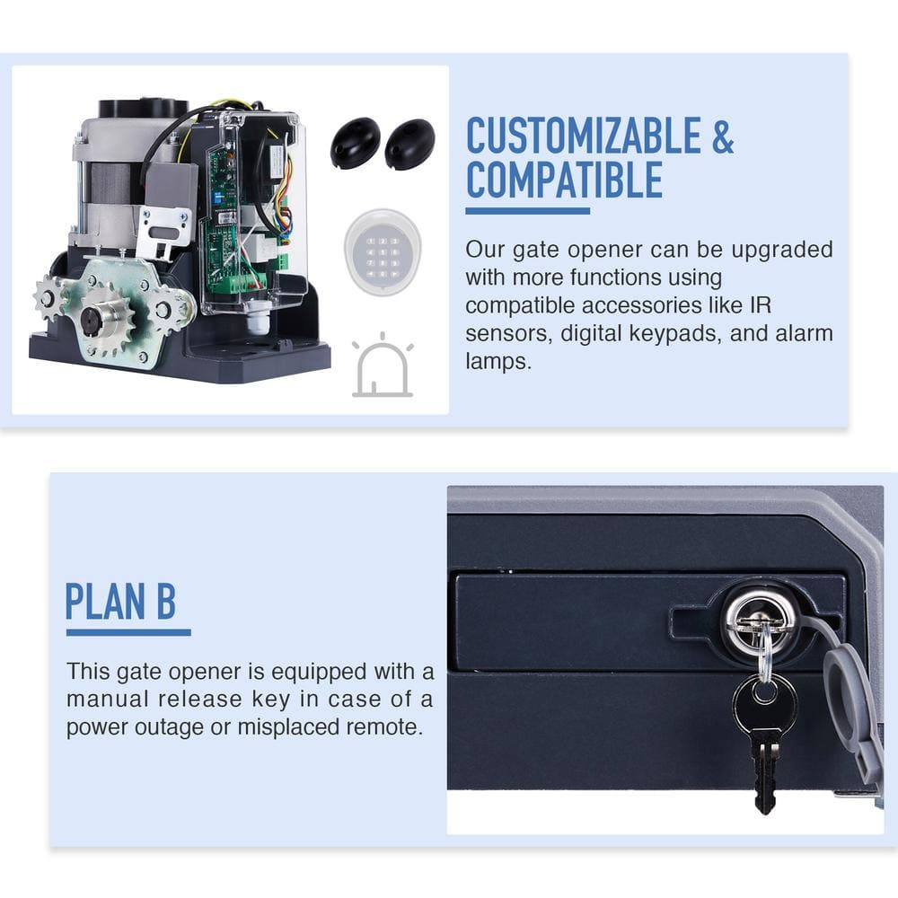 DOORADO Smart Slide Single Automatic Gate Opener Kit-3300 lbs.