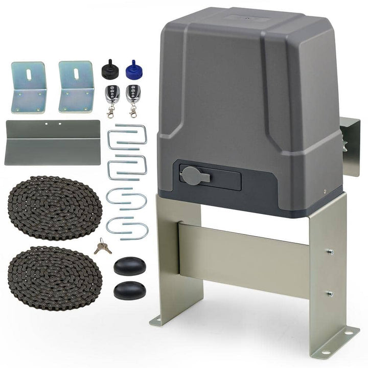 DOORADO 170W Automatic Sliding Gate Opener for 1800 lbs. 40 ft. Gates, 24V DC Motor IR Sensors Remotes, Solar Power Compatible