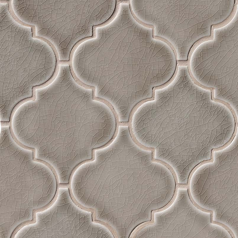 MSI Dove Gray Arabesque 10-1/2 in. x 15-1/2 in. x 8 mm Glossy Ceramic Mesh-Mounted Mosaic Wall Tile (11.7 sq. ft. / case)