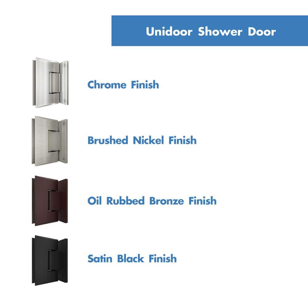 DreamLine Unidoor Plus 46 to 46.5 in. x 72 in. Frameless Hinged Shower Door, Brushed Nickel