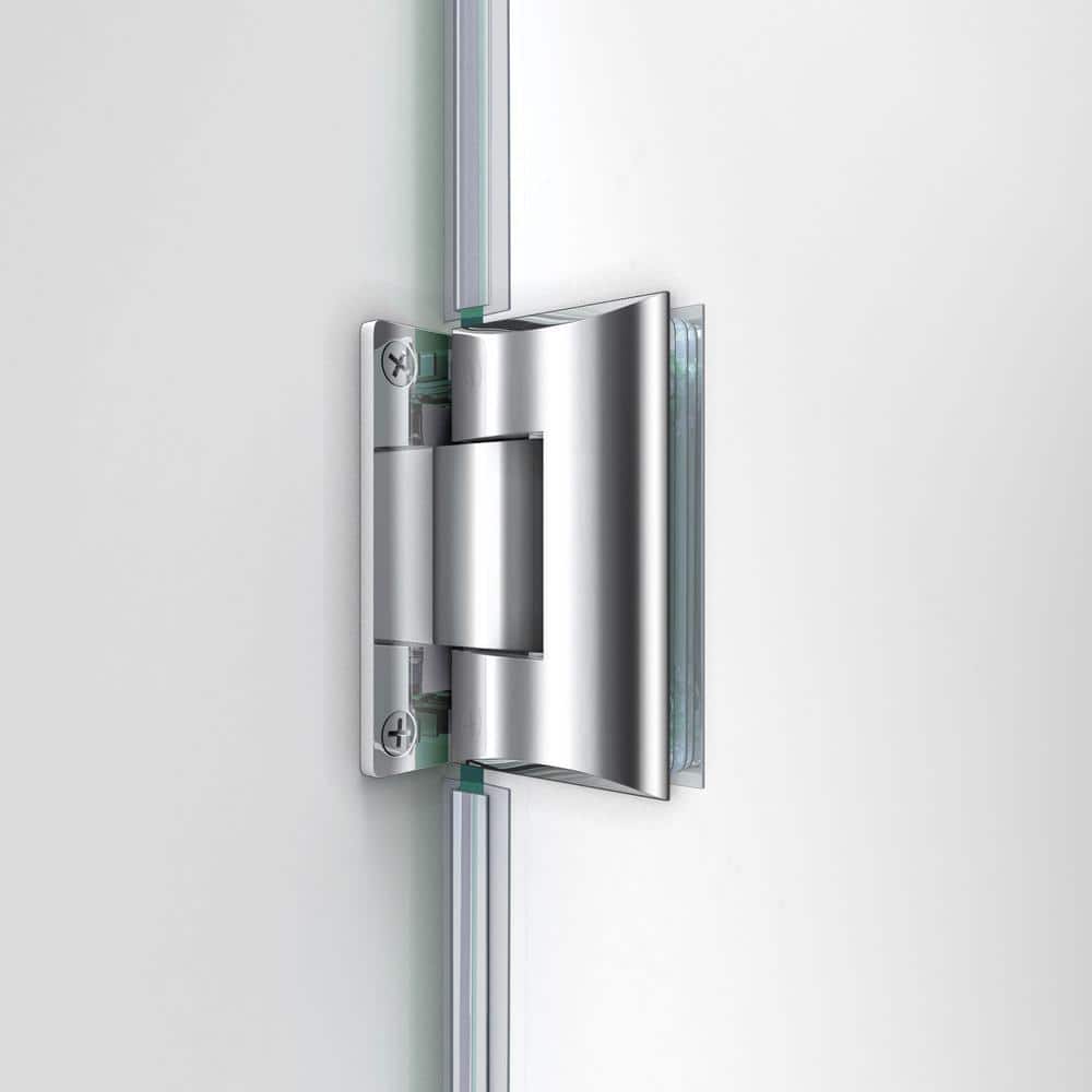 DreamLine Unidoor Plus 58 to 58.5 in. W x 72 in. H Frameless Hinged Shower Door, Brushed Nickel