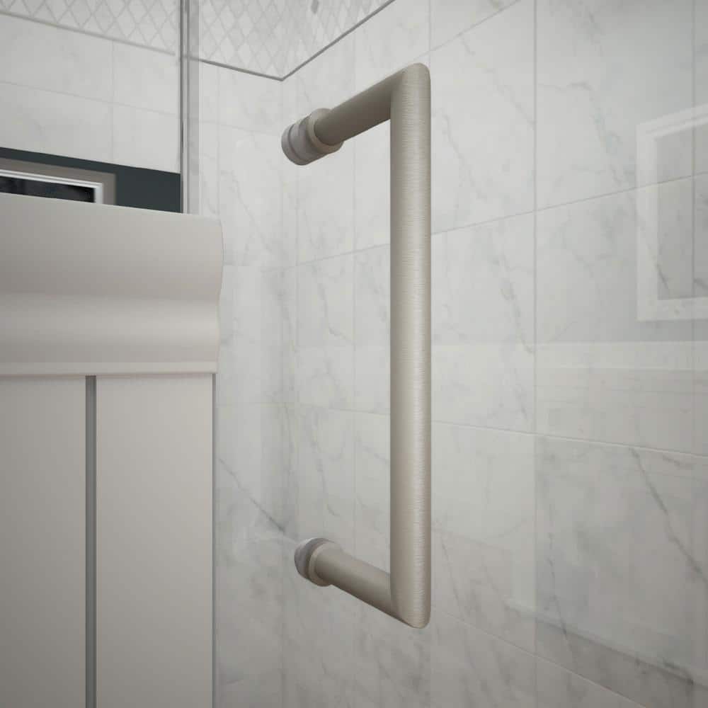 DreamLine Unidoor Plus 58 to 58.5 in. W x 72 in. H Frameless Hinged Shower Door, Brushed Nickel