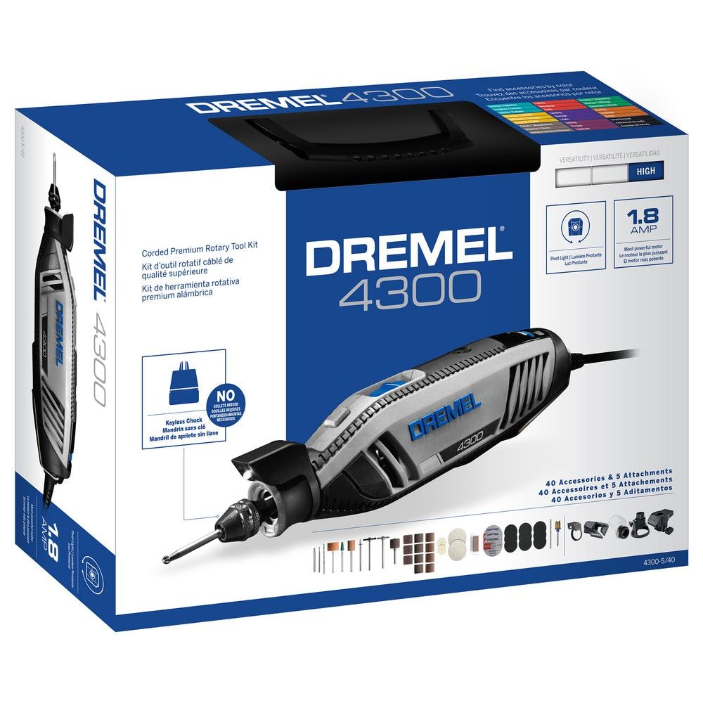 Dremel 4300 Series 1.8 Amp Variable Speed Corded Rotary Tool Kit with Rotary Tool WorkStation Stand and Drill Press