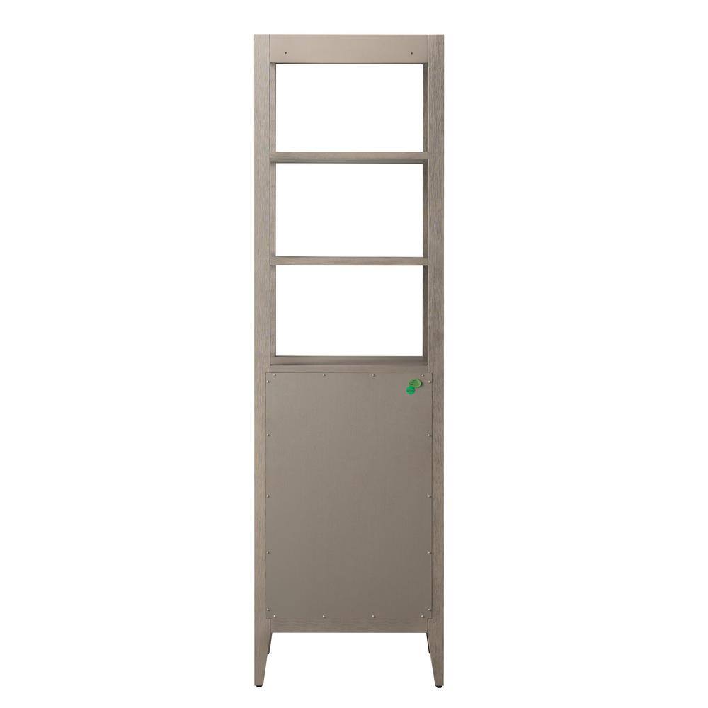 Vanity Art 21 in. W x 17 in. D x 72 in. H Brown MDF Floor Standing Linen Cabinet with Soft Close Door in Driftwood Gray/BN